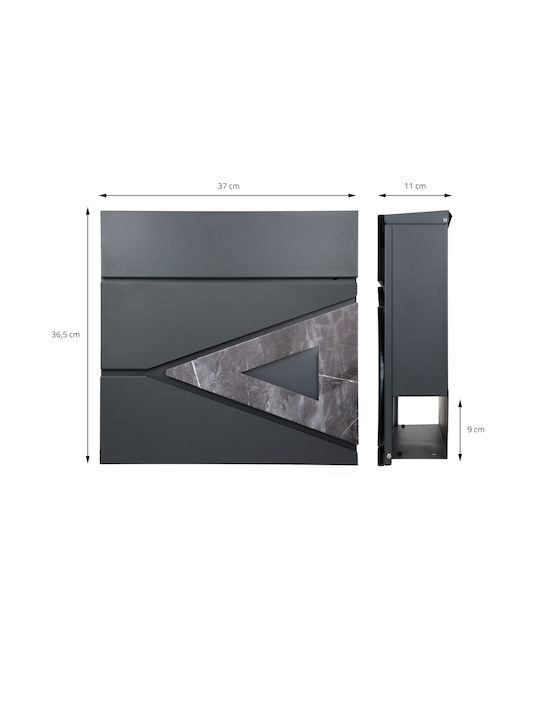 ML-Design Cutie Poștală pentru Exterior Inox în Culoarea Gri 37x36.5x11cm