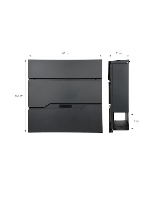 ML-Design Cutie Poștală pentru Exterior Inox în Culoarea Gri 37x11x36.5cm