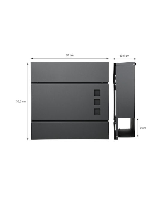 ECD Germany Γραμματοκιβώτιο Εξωτερικού Χώρου Inox σε Γκρι Χρώμα 37x10.5x36.5cm
