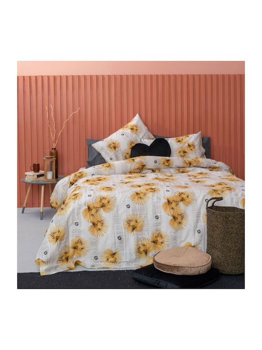 Palamaiki Duvet Cover Set Cotton Queen with 2 Pillowcases 240x250 FL6139 Yellow