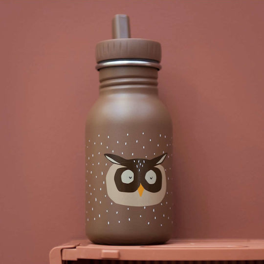 Trixie Mr. Owl Παιδικό Παγούρι Ανοξείδωτο με Καλαμάκι Καφέ 350ml