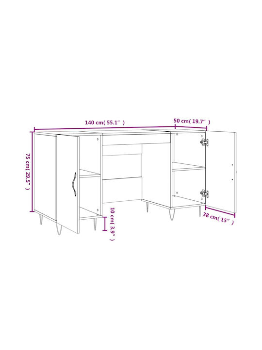 Schreibtisch Holz Beige 140x50x75cm