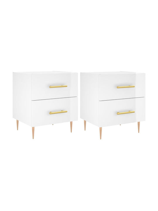 Wooden Bedside Tables 2pcs White 40x35x47.5cm