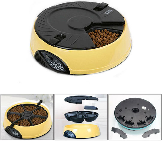 Pet Feeder Автоматичен Хранилка от ABS пластмаса за Куче & Котка с Основа 600мл 22см в Жълт Цвят