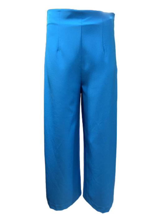 Desiree Women's High Waist Culottes with Zip in Regular Fit Blue