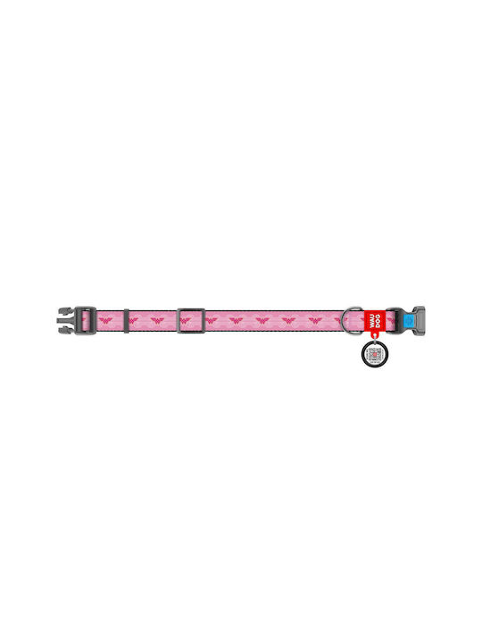 WauDog Wonder Woman 1 Hundehalsband in Rosa Farbe Halsband mit Smart ID 25mm x 31-49cm
