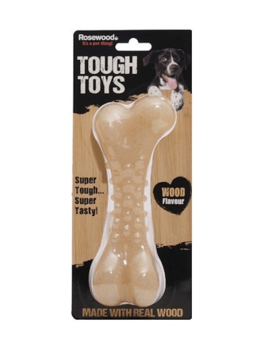 Rosewood Tough Wood Jucărie Pentru Câini Os Mare 18 cm Bej Din Plastic