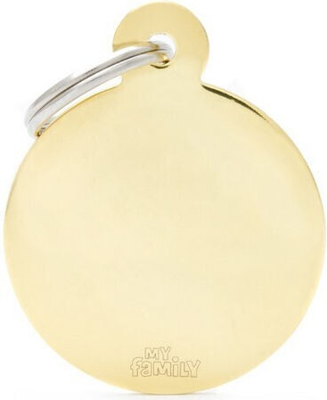 My Family Basic Dog ID Circular Gold Metal Personalization