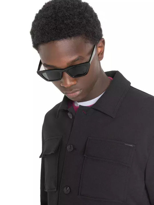 Long Sleeve Flannel Overshirt in Regular Fit Black