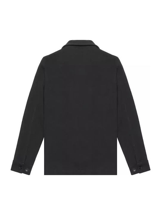Long Sleeve Flannel Overshirt in Regular Fit Black