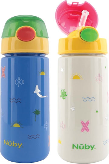 Nuby Kids Water Bottle Plastic with Straw Pink 540ml