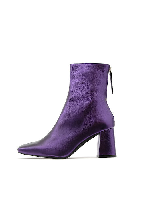 Angel Alarcon Women's Leather Ankle Boots Purple