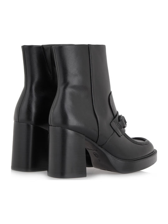 Leder Stiefeletten Damen Schwarz