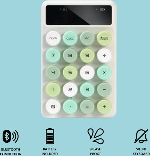 Alcatroz Jellybean Num A3 Ασύρματο Bluetooth Αριθμητικό Πληκτρολόγιο Crayon Green