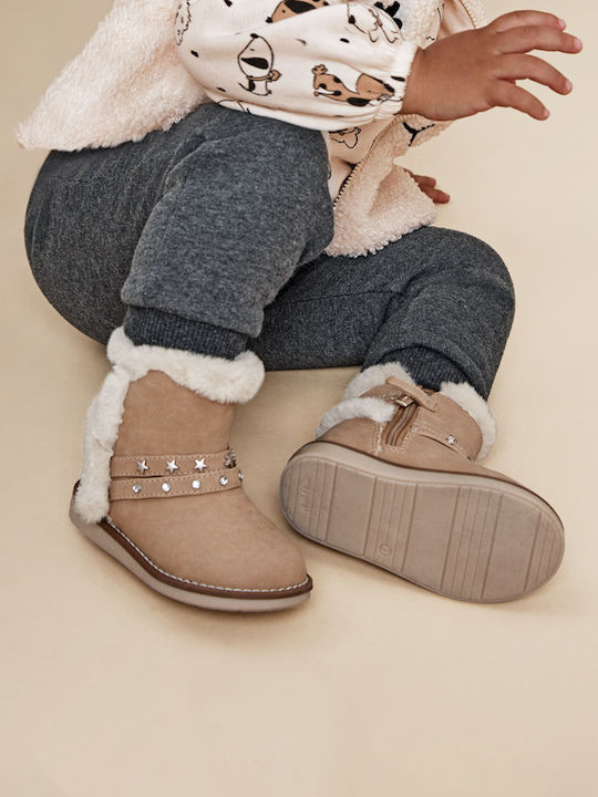 Suede Kinderstiefeletten mit Reißverschluss Beige