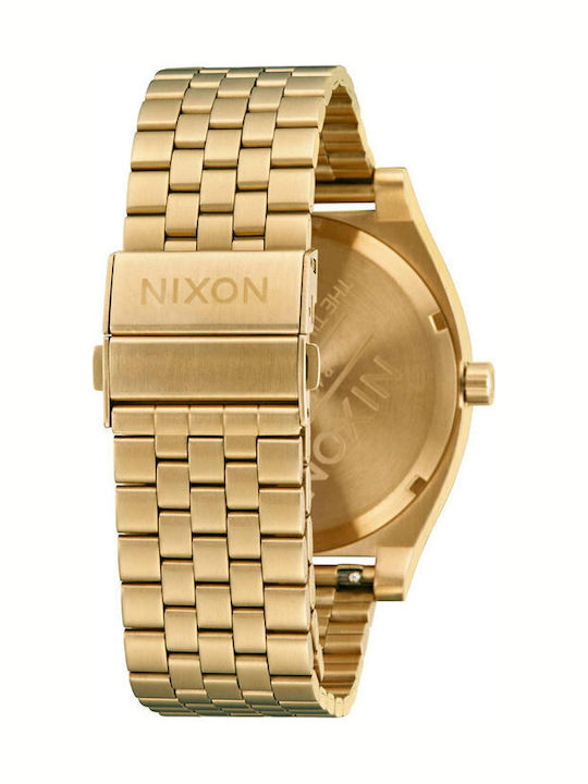Nixon Time Teller Herrenuhr 40mm Solar mit Gold Metallarmband