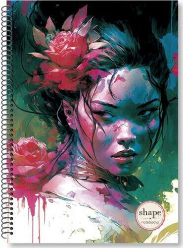Shape Notebooks Spiral Ruled Notebook A4 120 Paper Sheets 4 Subjects Women (Various Designs)
