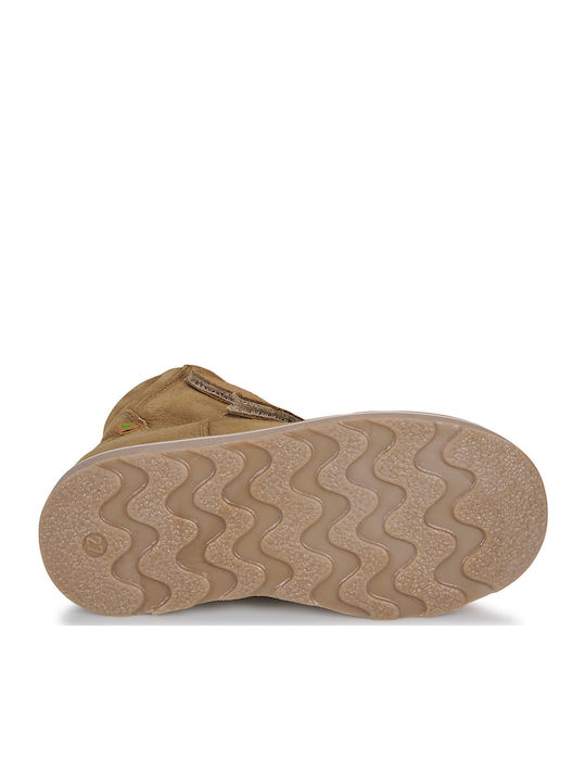 Suede Kinderstiefeletten mit Klettverschluss Braun