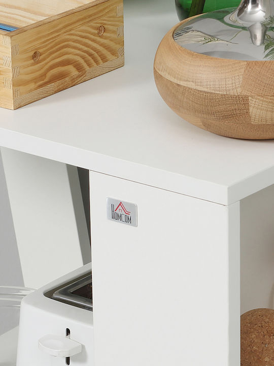 HomCom Wooden Kitchen Trolley 2 Tiers White 60x38x77cm