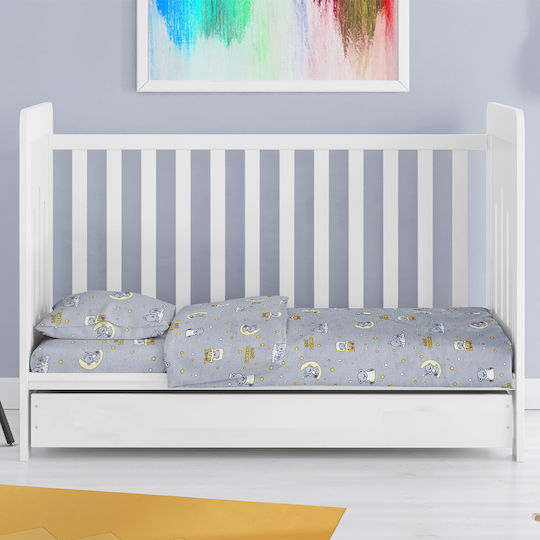 Dimcol Baby Bettlaken Tiere - Grau-Gelb-Weiß 70x140cm