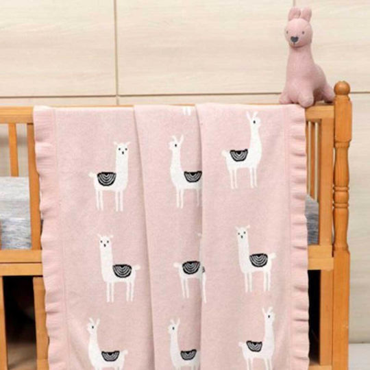 Liolios Home Blanket Cot Lama Pink 100x120cm