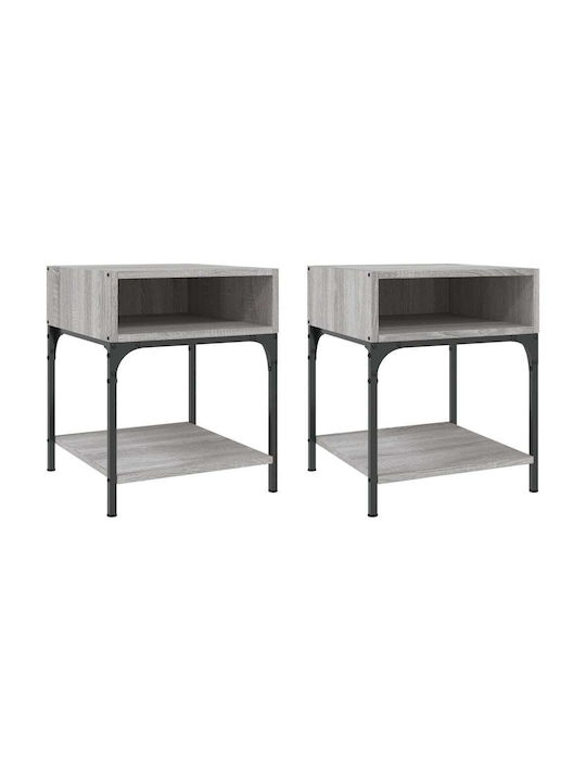 Ξύλινα Bedside Tables with Metallic Legs 2pcs Gray 40x41x50cm