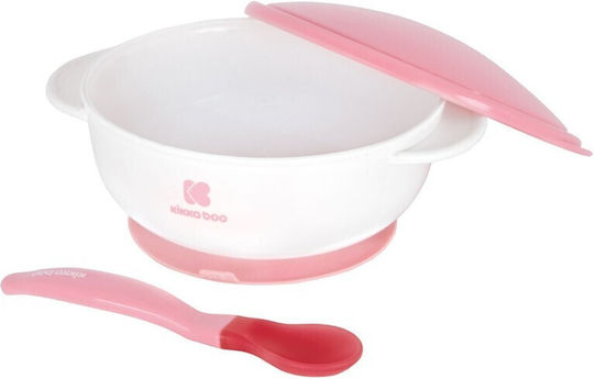 Kikka Boo Παιδικό Σετ Φαγητοδοχείου Heat Sensing Spoon από Πλαστικό Ροζ 2τμχ