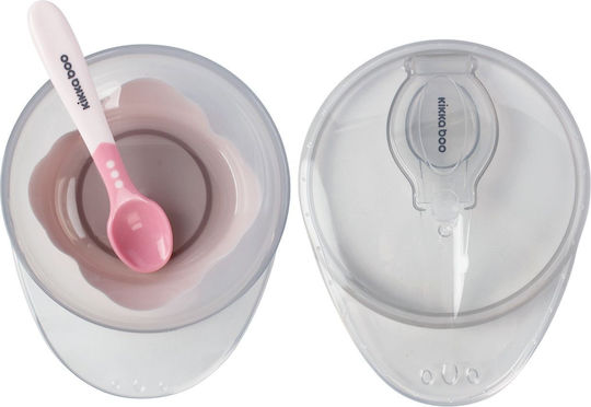 Kikka Boo Baby Food Container Set Suction made of Plastic Pink