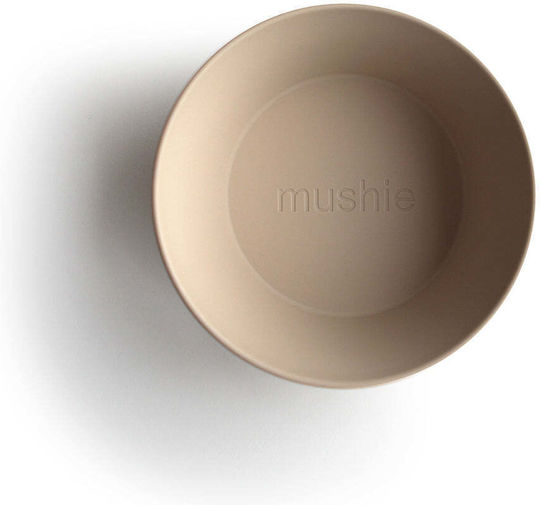 Mushie Παιδικό Μπωλ Φαγητού Dinnerware από Πλαστικό Μπεζ 2τμχ