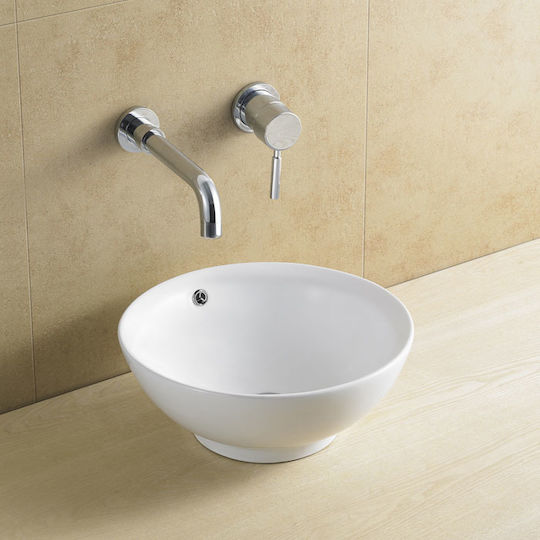 Karag Επικαθήμενος Νιπτήρας Πορσελάνης 40x40x17cm Λευκός Karag Επικαθήμενος Νιπτήρας Πορσελάνης 40x40x17cm Λευκός
