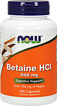 Now Foods Betaine HCL 648mg Special Food Supplement 120 veg. caps