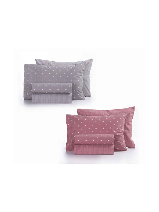 Nef-Nef Homeware Precious Set Kids Duvet Cover Single with Pillowcase Cotton Gray 160x230cm