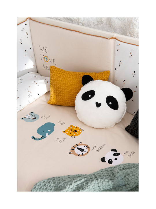 Petit Praia Декоративна Възглавница за Люлка Panda Jungle Бял 25x25см