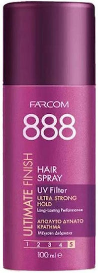 Farcom 888 Ultimate Finish Haarspray für Sehr Starken Halt 100ml