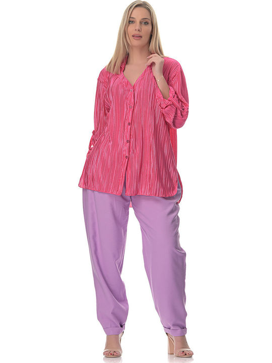 Women's Fabric Trousers Loose Fit Purple
