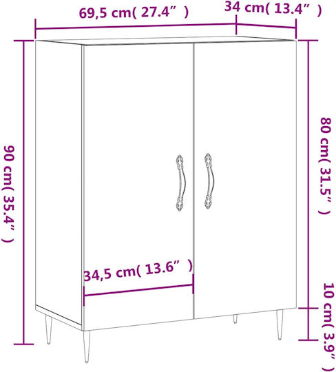 Шкаф за дневна от ПДЧ Кафяв Дъб 69.5x34x90см