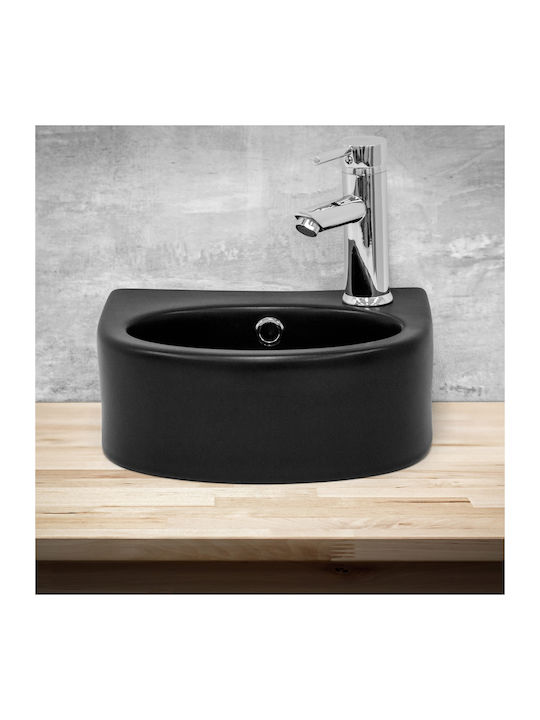 ML-Design Montat pe perete Deasupra Blatului Chiuvetă Ceramică 33.5x25.5x13cm Negru