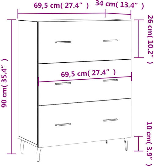 Schrank Boden Smoky Oak 69.5x34x90cm