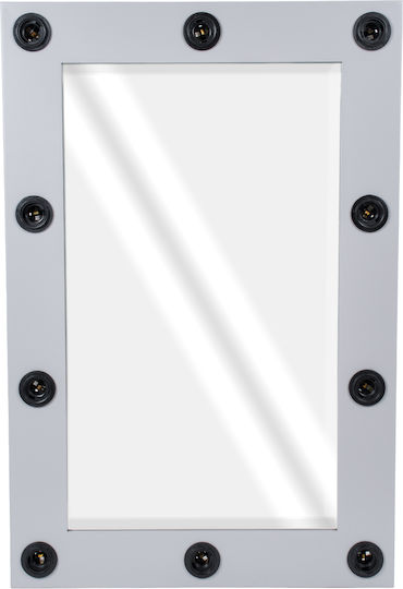GloboStar GloboStar Wandspiegel mit Gray Hölzernes Rahmen & LED Beleuchtung 90x60cm 1Stück