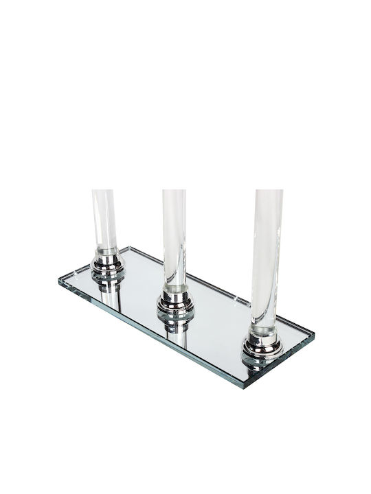 Keskor Candle Holder Crystal 3 Seats in Silver Color 30x12x72cm 1pcs