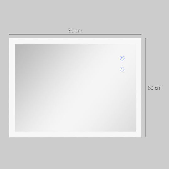 Kleankin 834-590V01CR Ορθογώνιος Led από Μέταλλο 80x60cm