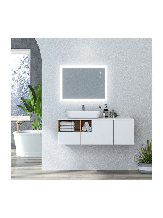 Kleankin Rechteckiger Badezimmerspiegel LED aus Metall 80x60cm