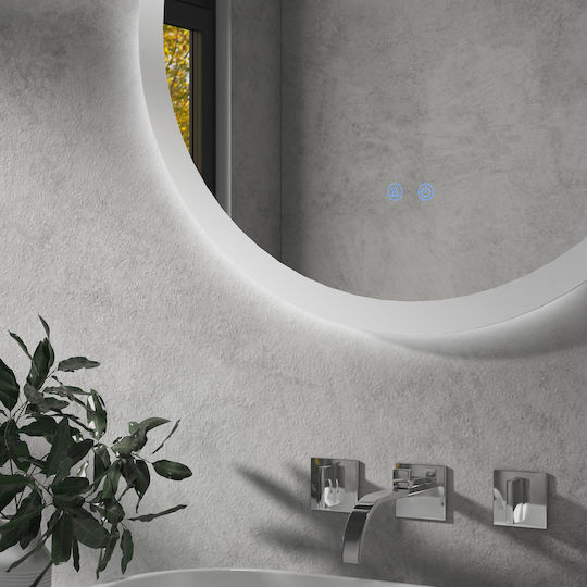 Kleankin Oglindă de Baie Rotundă Lumini LED 70x70cm