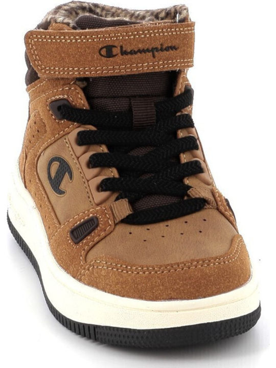 Rebound Παιδικά Sneakers High με Σκρατς Καφέ