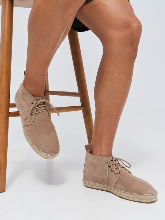 Din piele întoarsă Espadrile pentru bărbați în culoarea Roz