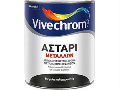 Vivechrom Αστάρι Μετάλλων Αντισκωριακό Υπόστρωμα Μεταλλικών Επιφανειών Λευκό Suitable for Metal 0.75lt