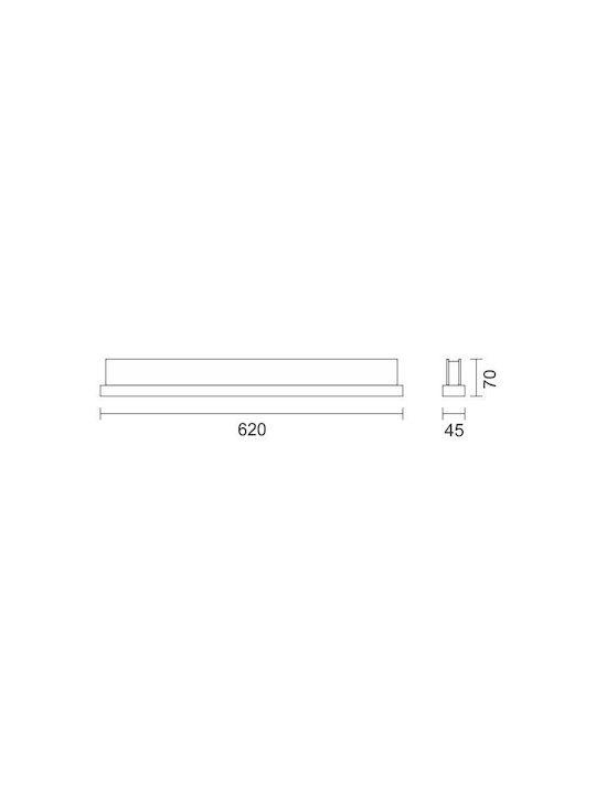 Spot Light Modern Lamp Wall with Integrated LED and Natural White Light Black 62x7x4.5cm