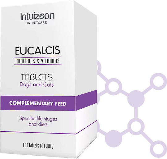 Intuizoon Eucalcis Tablets Complementary Feed Ασβέστιο Σκύλου και Γάτας σε Δισκία 100 tabs για Ενίσχυση Οργανισμού