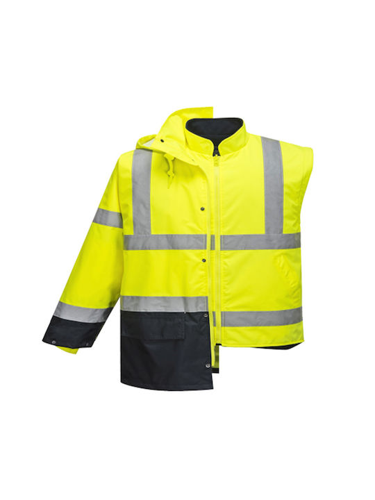 Portwest Work Jackets Reflective with Hood Yellow