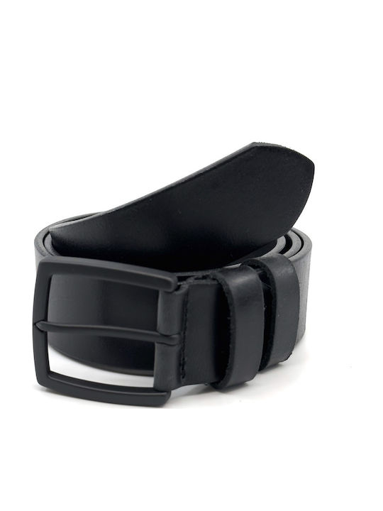 Wide Men's Belt Leather Black